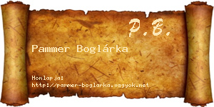 Pammer Boglárka névjegykártya